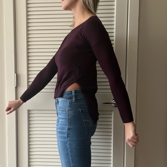 EXPRESS asymmetric burgundy sweater - Picture 3 of 6